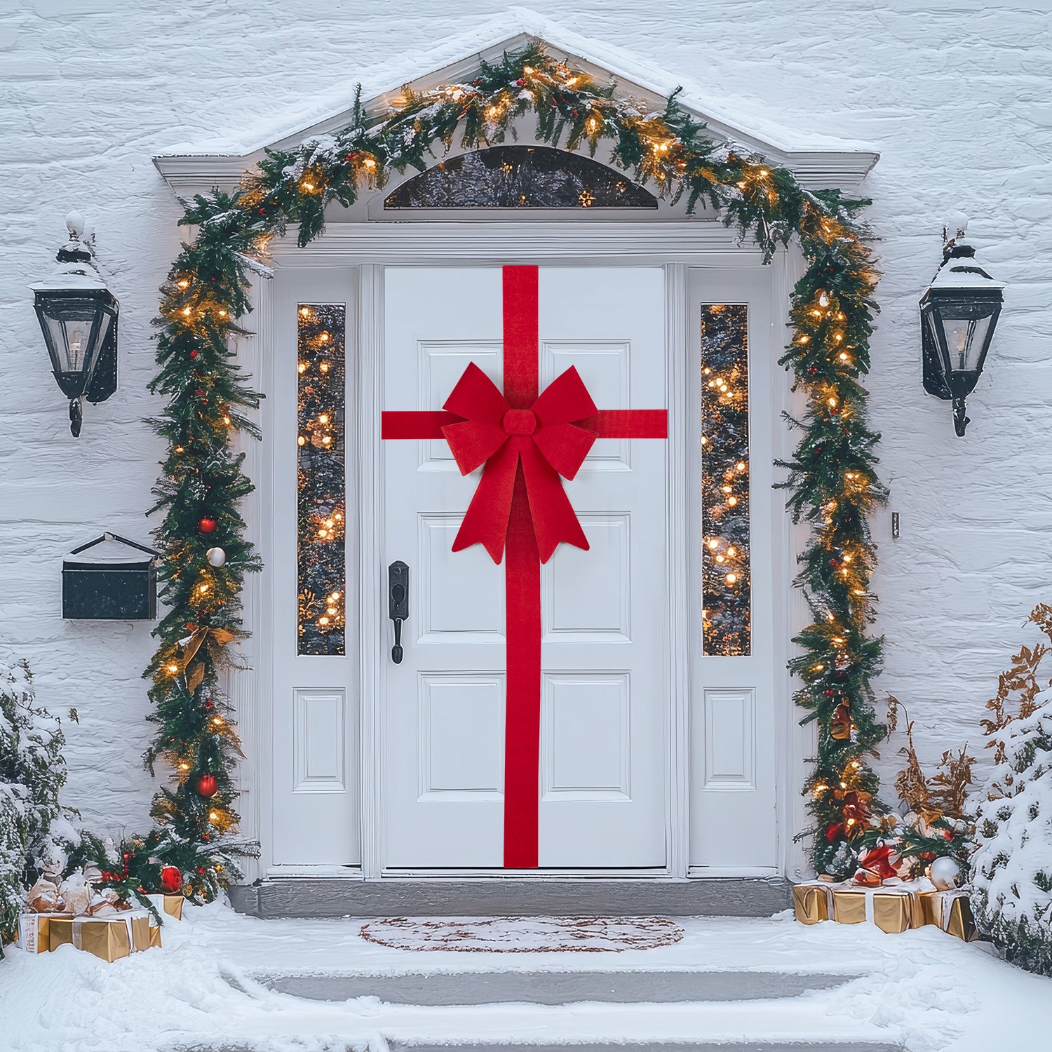 VESTIAMO CASA GRAN NATALE - Fiocco Natalizio per Porta Rosso